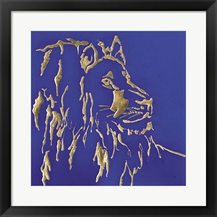 Framed Gilded Lion Indigo Print