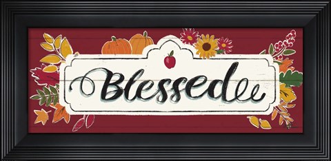 Framed Thankful V Red Print