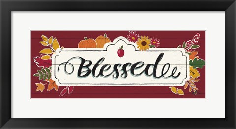 Framed Thankful V Red Print