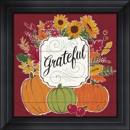 Framed Thankful II Red Print