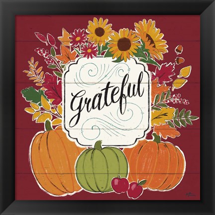 Framed Thankful II Red Print