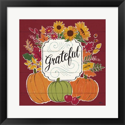 Framed Thankful II Red Print