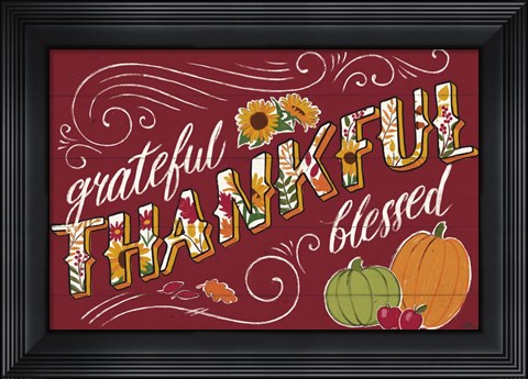 Framed Thankful I Red Print