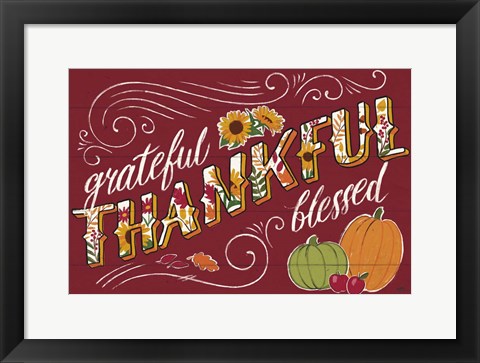 Framed Thankful I Red Print