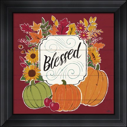 Framed Thankful III Red Print