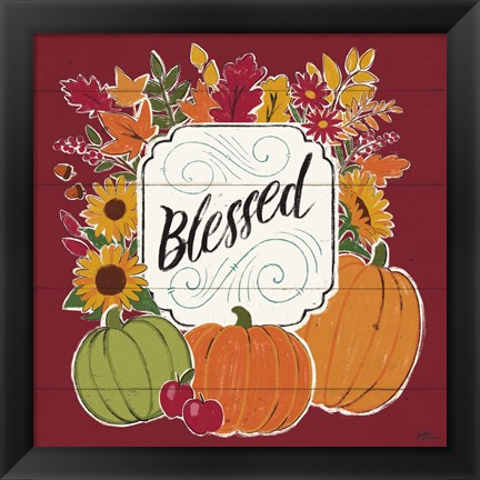 Framed Thankful III Red Print