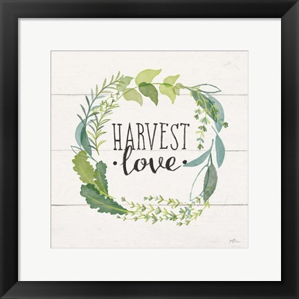 Framed Fine Herbs III Foliage and Shiplap Print