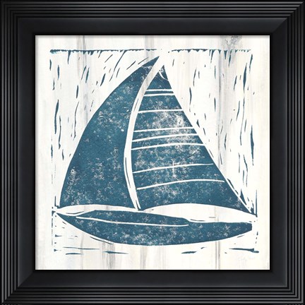 Framed Nautical Collage IV On White Wood Print