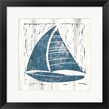 Framed Nautical Collage IV On White Wood Print