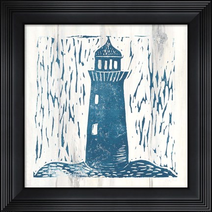 Framed Nautical Collage I On White Wood Print