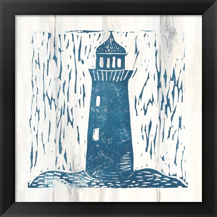 Framed Nautical Collage I On White Wood Print