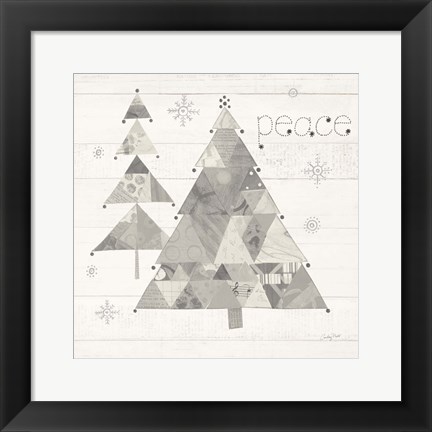 Framed Christmas Patchwork IV Neutral Print