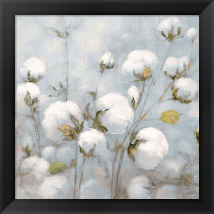 Framed Cotton Field Blue Gray Crop Print