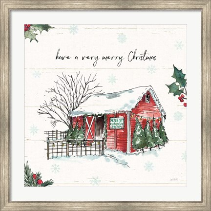 Framed Holiday on the Farm IV Merry Christmas Print