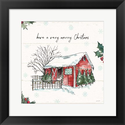 Framed Holiday on the Farm IV Merry Christmas Print