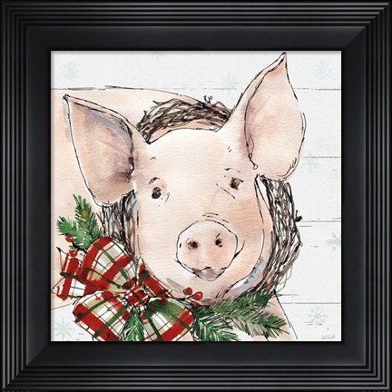 Framed Holiday on the Farm VII on Gray Print