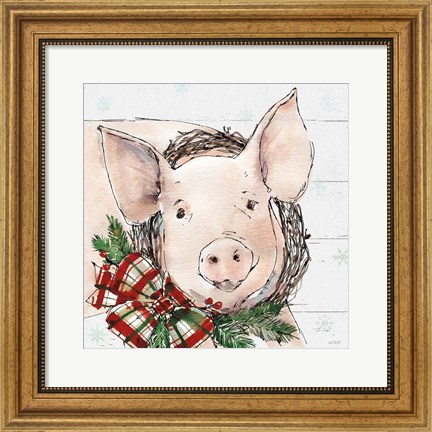 Framed Holiday on the Farm VII on Gray Print