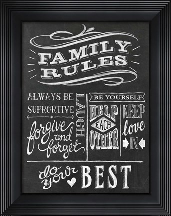Framed Family Rules I v2 Print