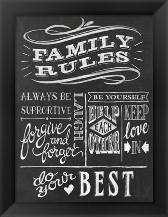 Framed Family Rules I v2 Print