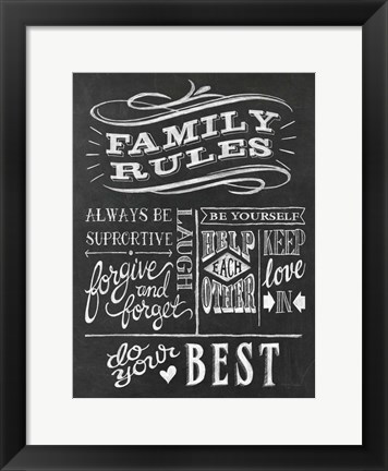 Framed Family Rules I v2 Print