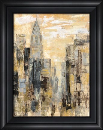 Framed Manhattan Gray and Gold I Print
