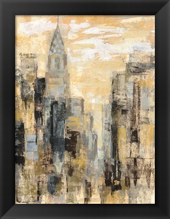 Framed Manhattan Gray and Gold I Print