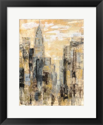 Framed Manhattan Gray and Gold I Print