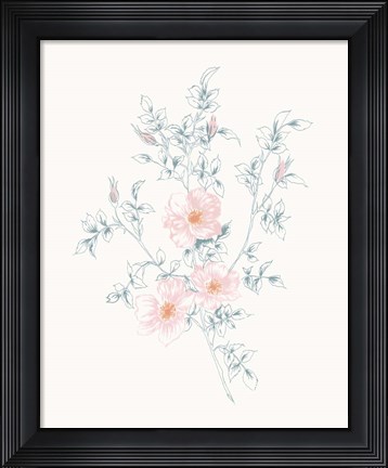 Framed Flowers on White II Contemporary Print