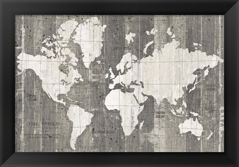 Framed Old World Map Neutral Print