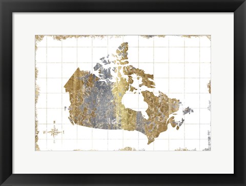 Framed Gilded Map Canada Print