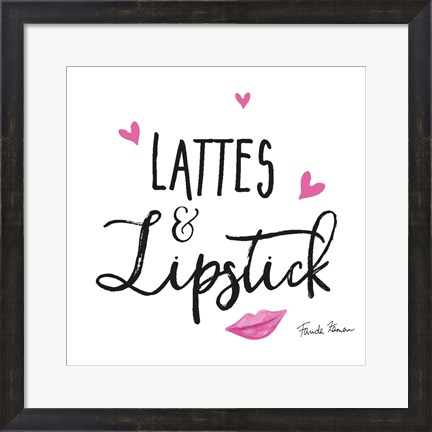 Framed Lattes and Lipstick Print