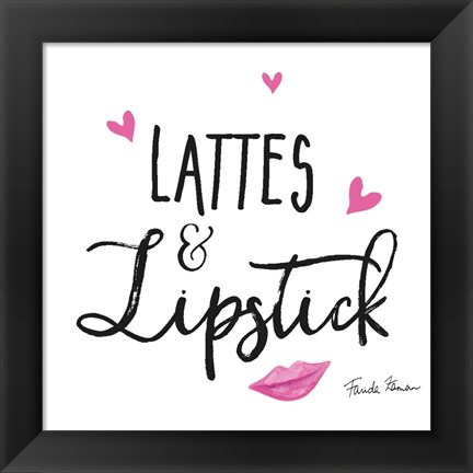 Framed Lattes and Lipstick Print