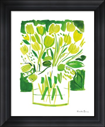 Framed Lemon Green Tulips I Print
