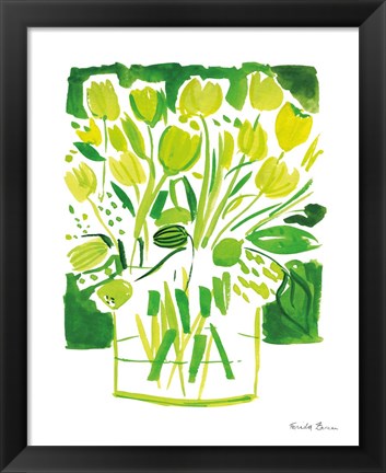 Framed Lemon Green Tulips I Print