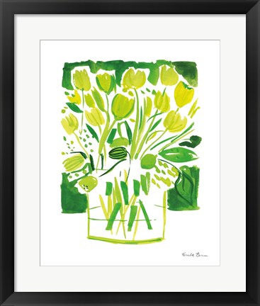 Framed Lemon Green Tulips I Print