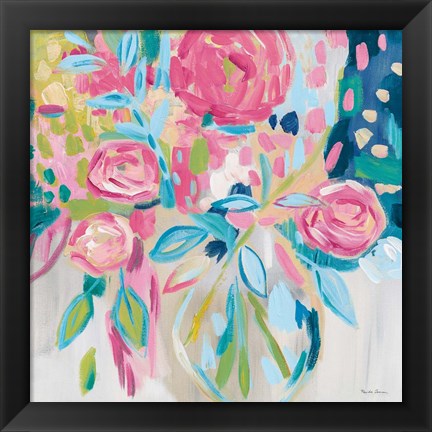 Framed Summer Pink Floral Print