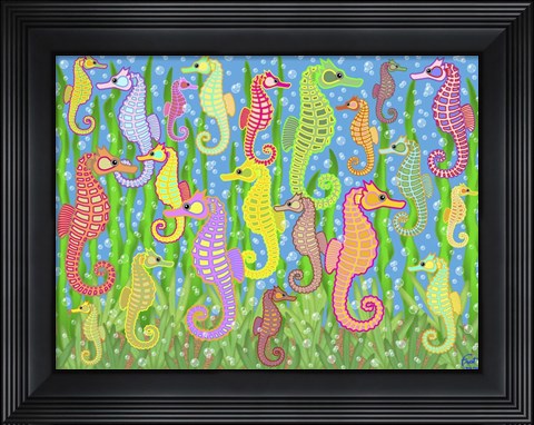 Framed Seahorse Rainbow Dream Print