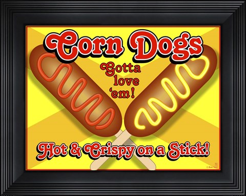 Framed Corn Dogs Sign Print