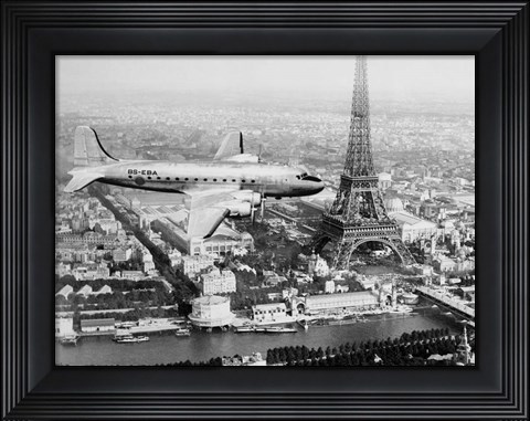 Framed Airplane Over Paris Print