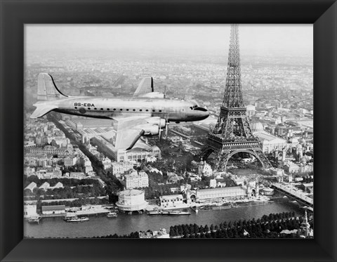 Framed Airplane Over Paris Print