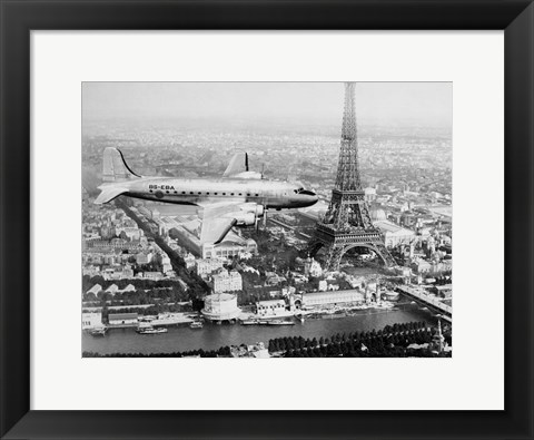 Framed Airplane Over Paris Print