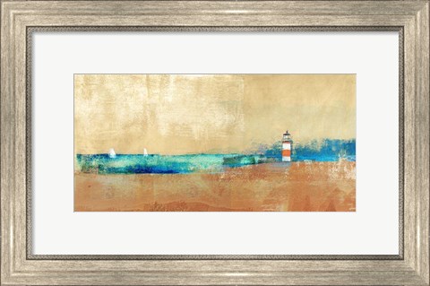 Framed Coast Line and Lighthouse Print