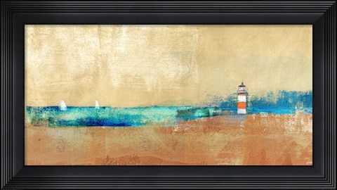 Framed Coast Line and Lighthouse Print