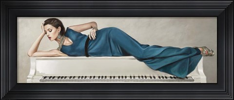 Framed White Piano Lady Print