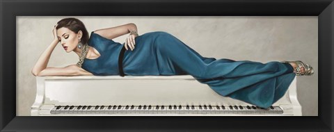 Framed White Piano Lady Print