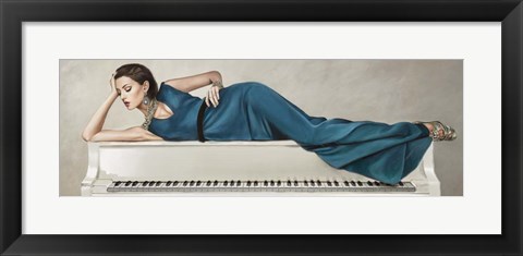 Framed White Piano Lady Print