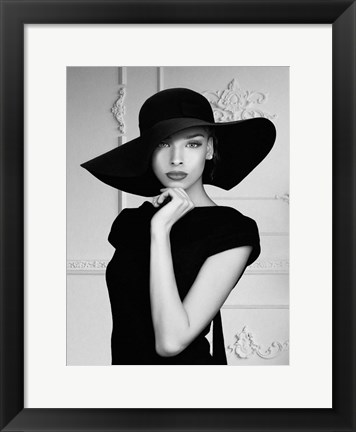 Framed Lady with a Hat Print