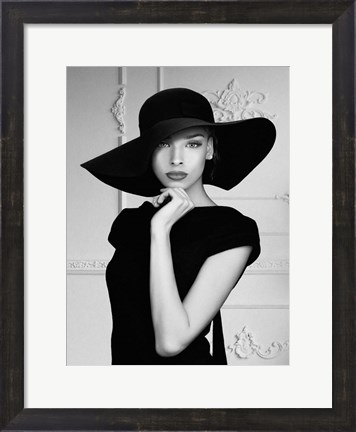 Framed Lady with a Hat Print