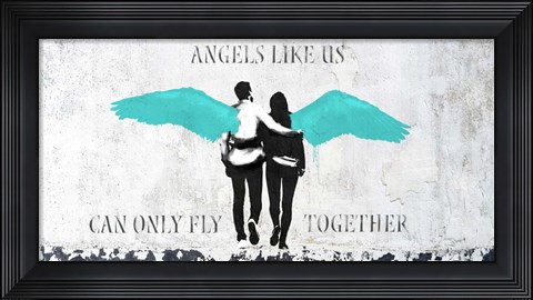 Framed Angels Like Us (Aqua) Print