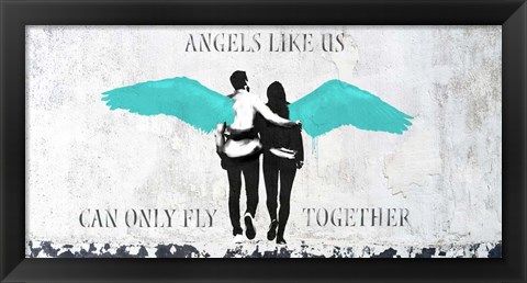 Framed Angels Like Us (Aqua) Print